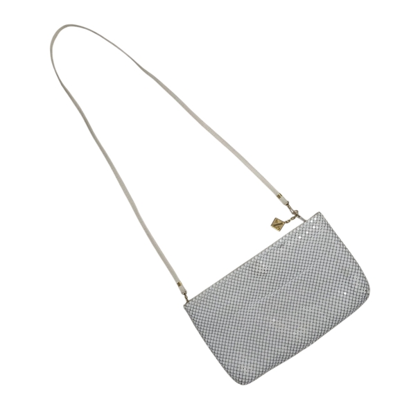 Whiting & Davis Handbags - Vintage Whiting and Davis Ivory Enamel Metal Mesh & Leather Shoulder Bag